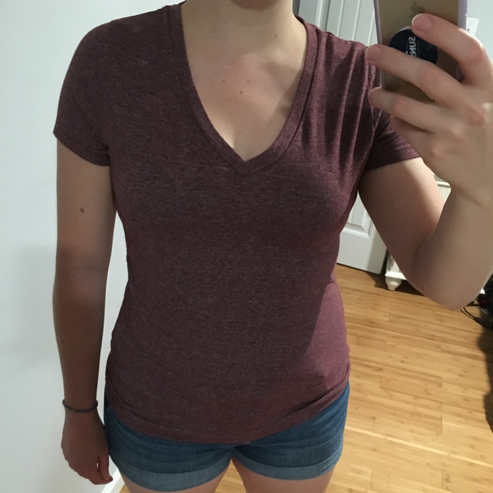 Heather Red Mossimo V Neck T-Shirt